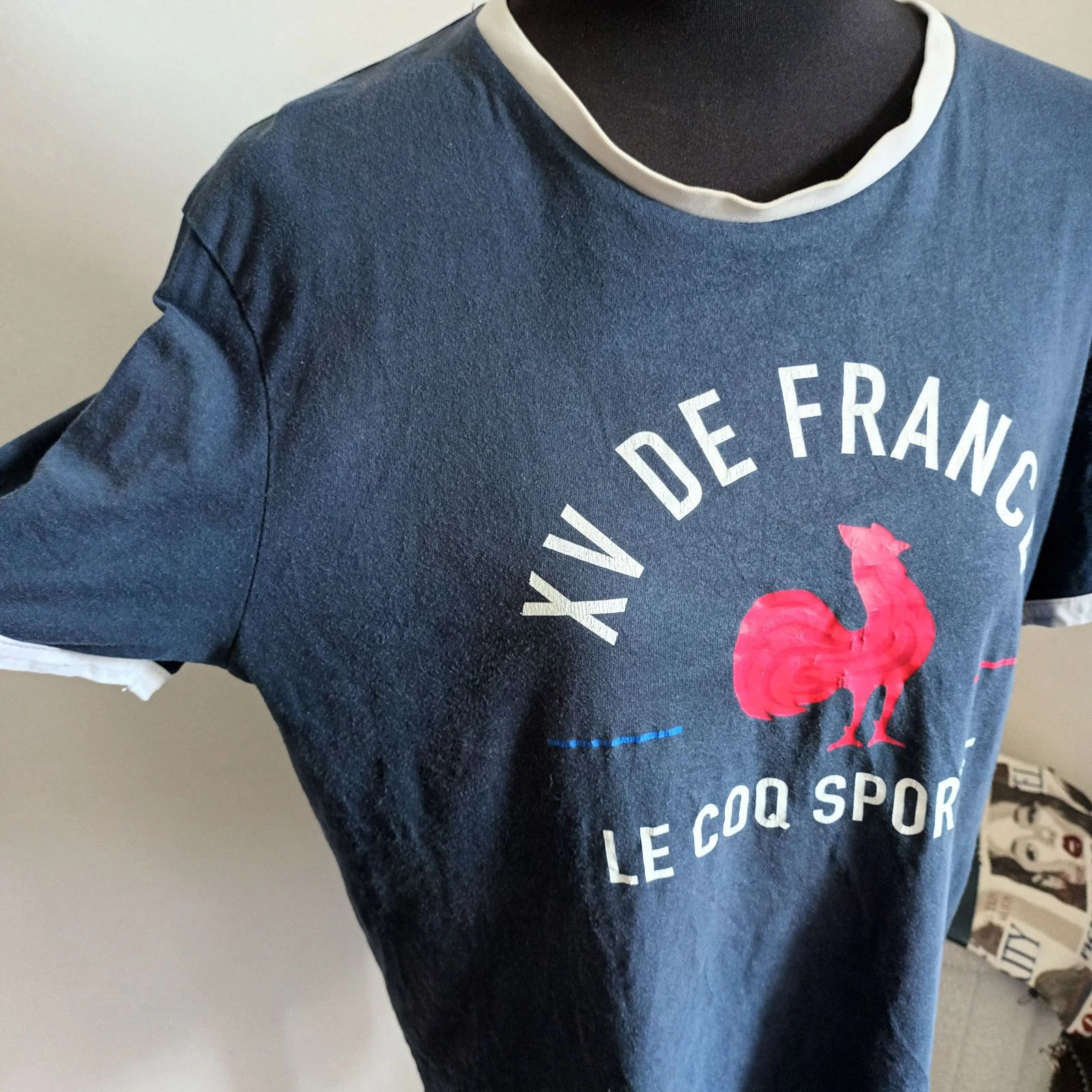 T-shirt XV de France Le Coq Sportif Maat L scheuren logo coq – photo 3